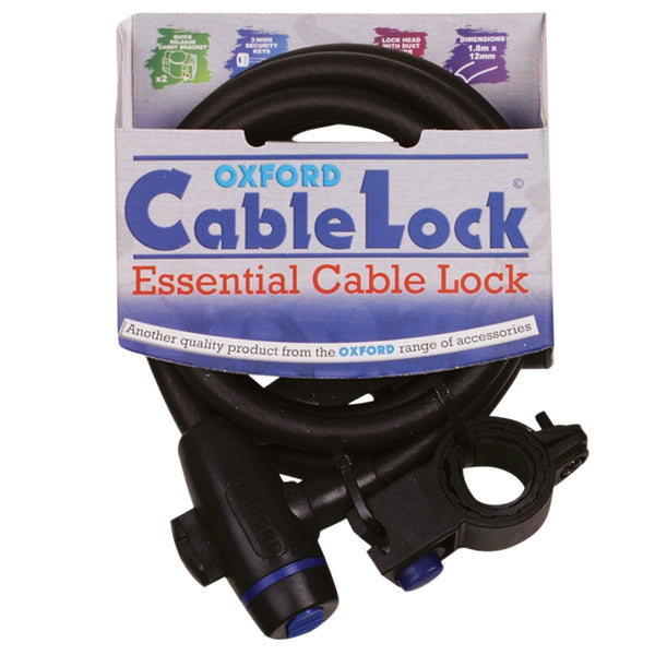 Oxford Cable Lock 12mm x 1800mm - Smoke